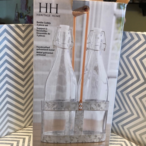 Heritage Home Bottle Caddy Set Galvanized Metal - Picture 3 of 4